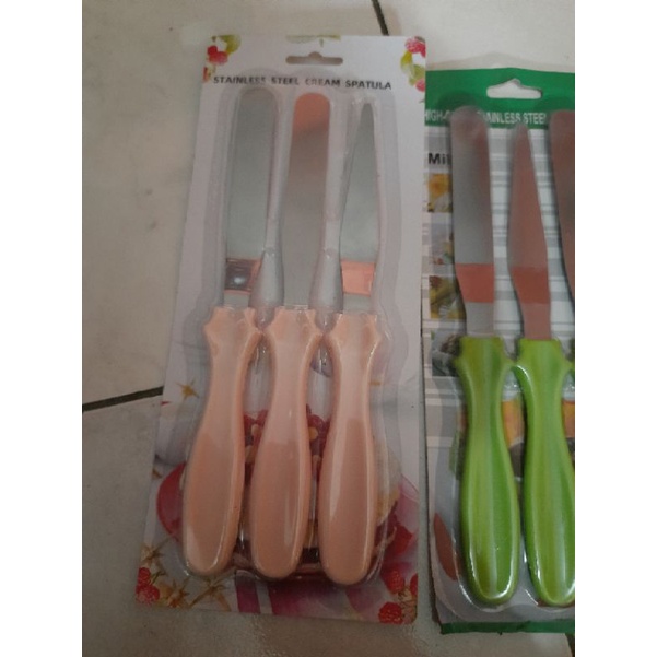 Spatula Butter Cream 3 Pcs Model Dekorasi Kue Tebal / Spatula Set 3