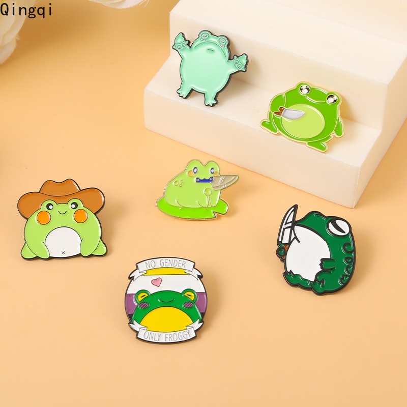 Bros Pin Enamel Bentuk Kartun Kodok Lucu Untuk Anak Perempuan