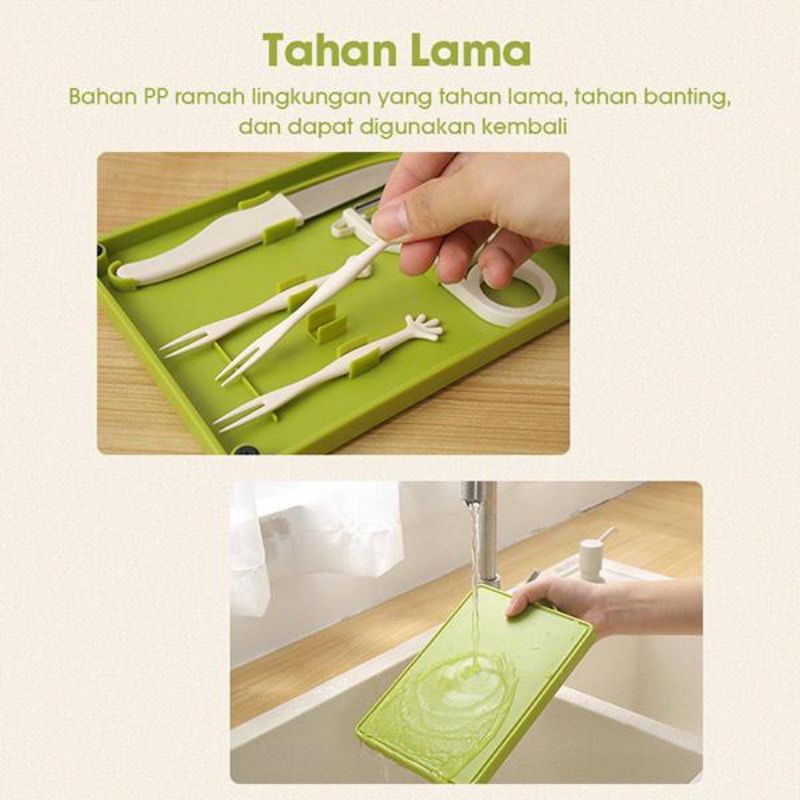 Samono SCB001 Antibacterial Set Talenan Pisau Dapur 6 in 1 Multifungsi