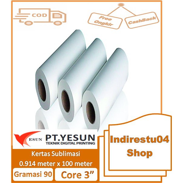 

Kertas Sublim Cepat Kering Ukuran 90g ( 0.914 m x 100 m )