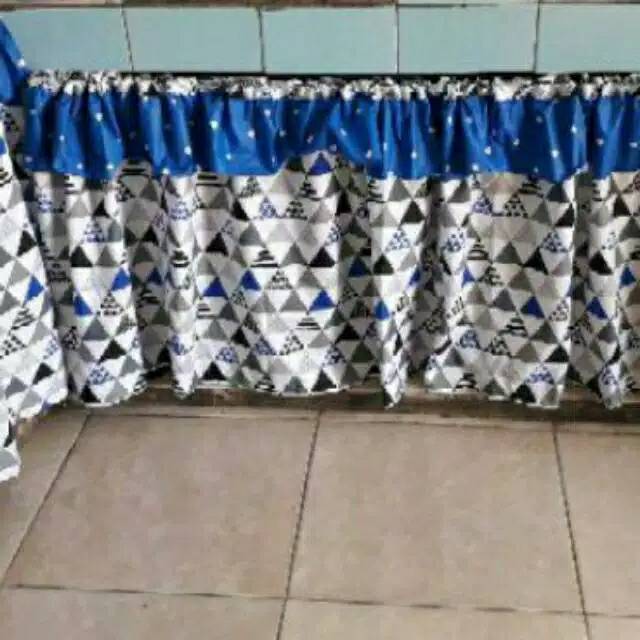 gorden kolong dapur motif triangle biru