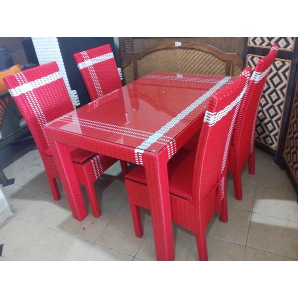  Kursi  meja makan Keluarga minimalis Rotan  sintetis  Hawai 