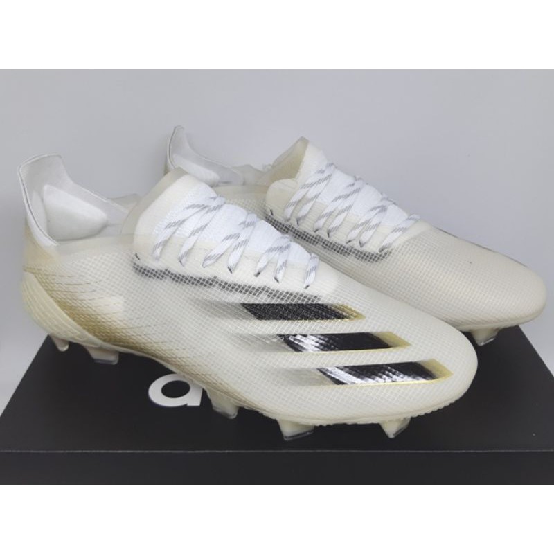 Sepatu Bola Adidas X Ghosted.1 White Platinum Black Gold