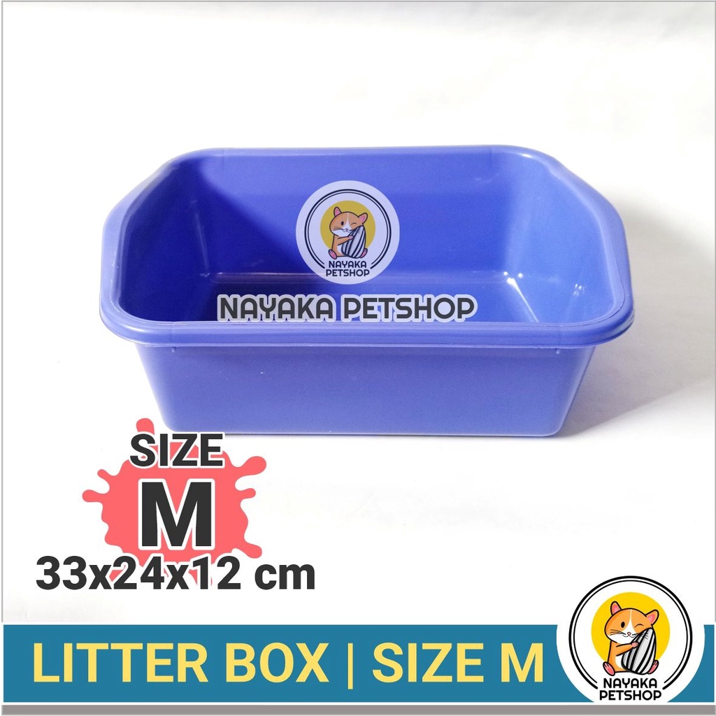 Size M Litter Box Kucing Cat Toilet Bak Pasir Baki Zeolit Gumpal Wangi Wood Pellet Kotak Kotoran Hewan