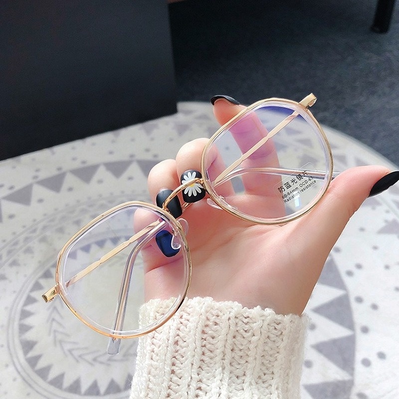 (YUZHU) COD Frame Kacamata Anti Radiasi Wanita Korean Fashion Kacamata Bulat Eyeglasses