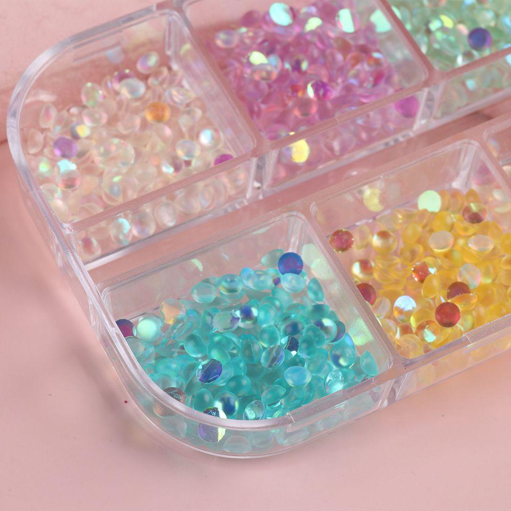 Preva 6kisi Kuku Rhinestones Dekorasi AB Warna Flatback Aurora