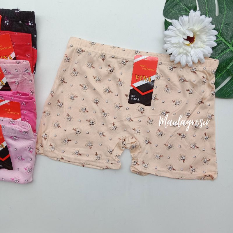 6 PCS Boxer Wanita Vina Motif Kain Soft