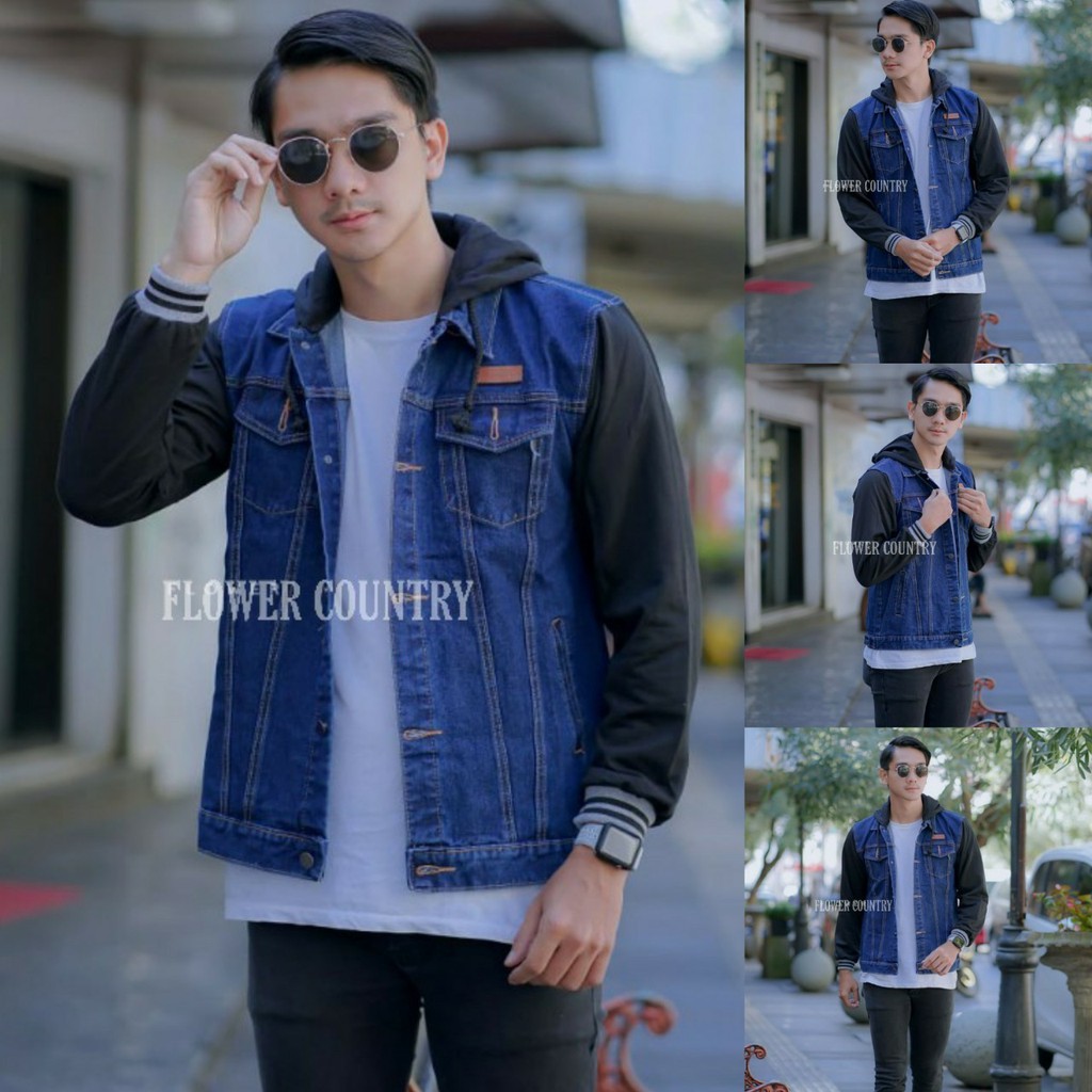 [BAYAR DI TEMPAT / COD] JAKET JEANS HOODIE FLEECE RAFI AHMAD ORIGINAL