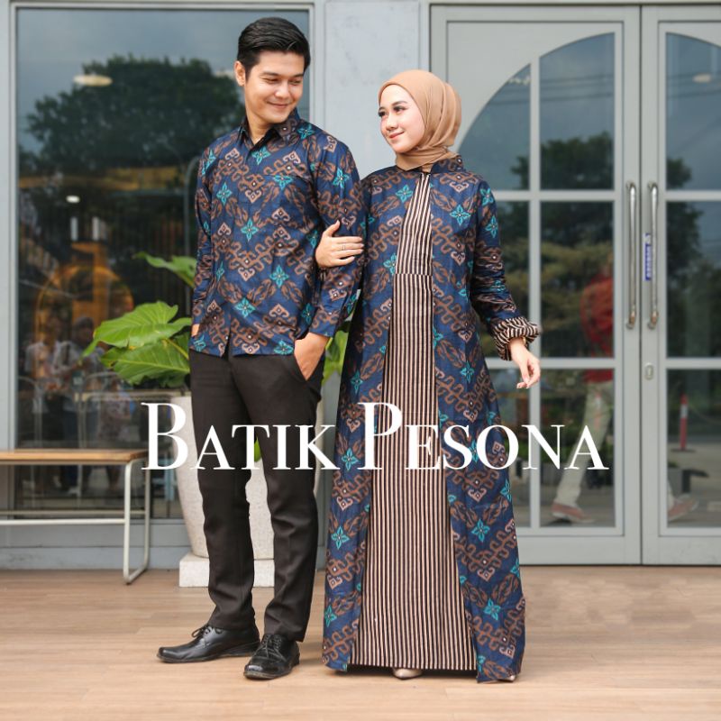 BISA PISAH Batik Couple Keluarga Sania Ruffle ori ndoro jowi TERMURAH Motif Songket Biru Ratu