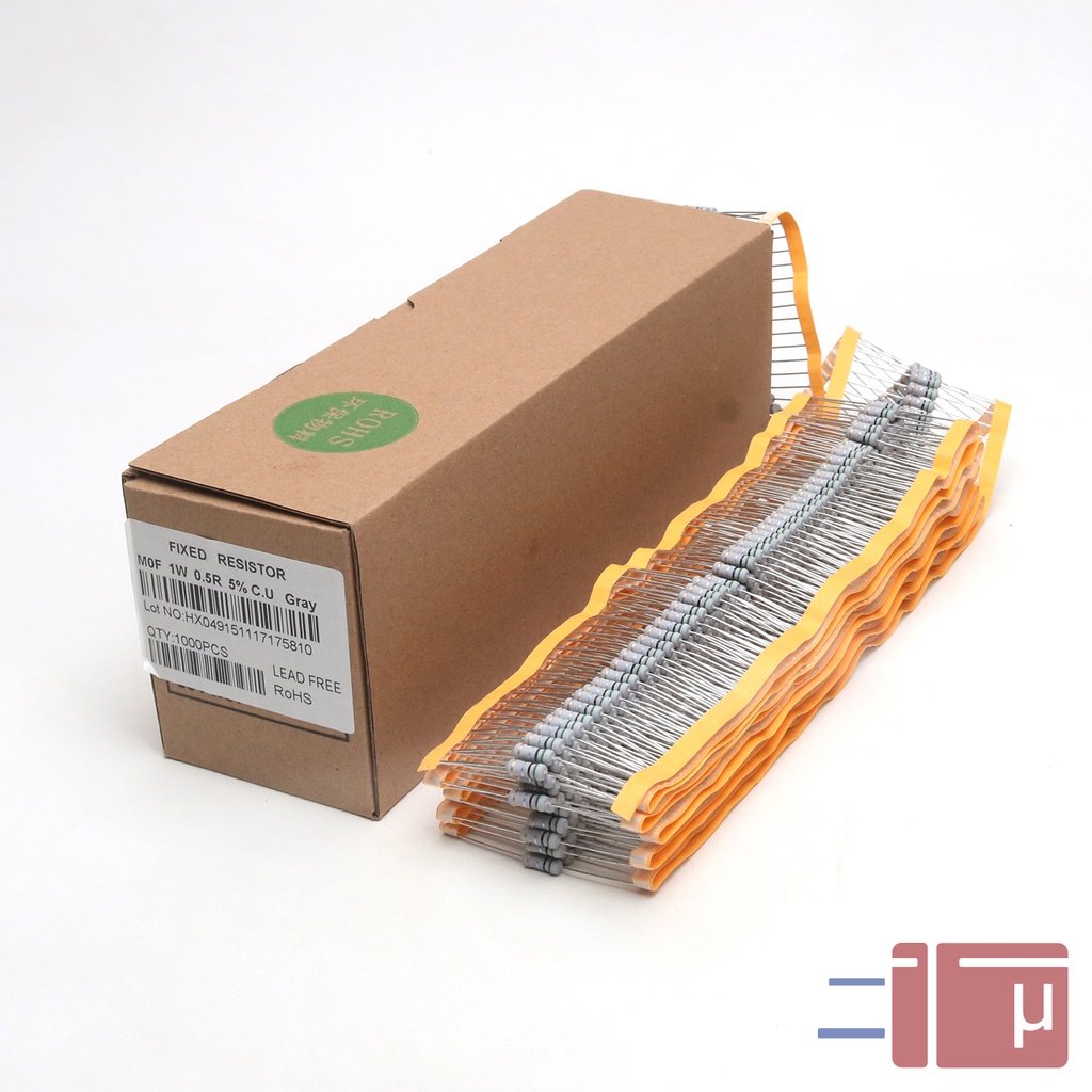 x10 Resistor 0.5R 0.5 Ohm 1W Metal Oxide 5% Taiwan Kaki Tembaga