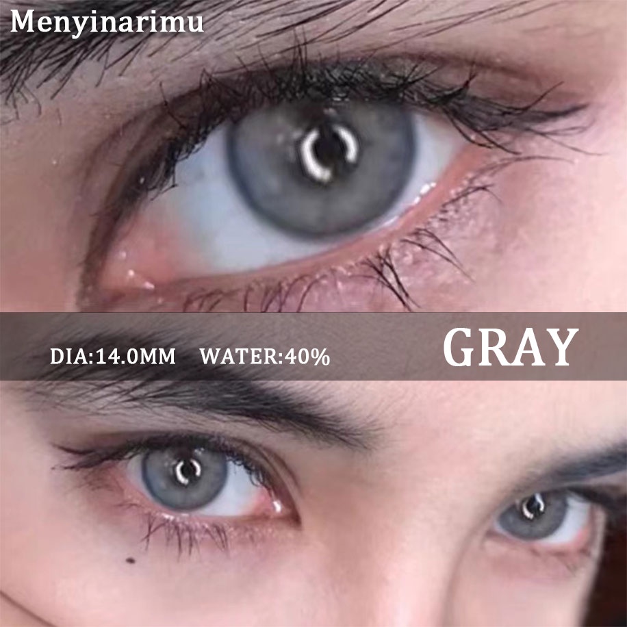 Menyinarimu【COD】GRAY Warna Big Eye Softlens Lensa Mata Penuh Gaya Dan Cantik Softlens Warna Sederhana Dan Canggih Lensa Kontak Soflen14.2 mm 2022 New Dubai Import Premium Brown Seri Warna Softlen Blue