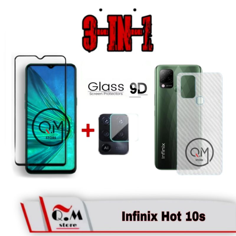 Tempered Glass Layar INFINIX HOT 10 / Hot 10S NFC / Hot 10S Anti Gores Tempered Glass + Lensa Camera + Garskin