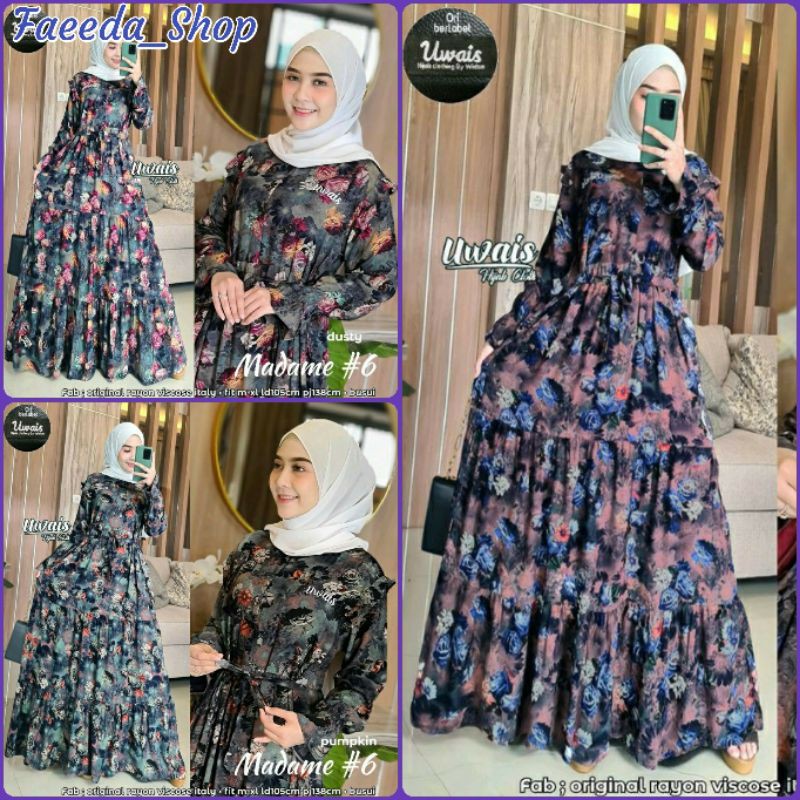 GAMIS LONG DRESS CANTIK BEST SELLER  MUSLIMAH SYARI TERBARU KEKINIAN ORI 2021 MADAME BY UWAIS HIJAB
