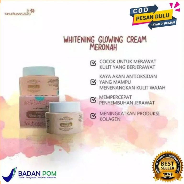 COD - CREAM MERONAH WHITENING GLOWING 2in1 BPOM  Pemutih Penghilang Jerawat