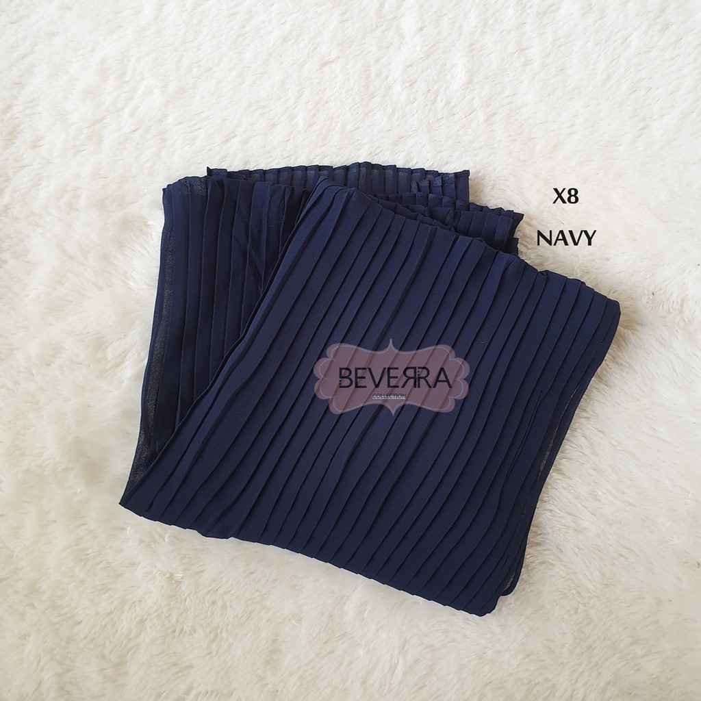 HIJAB PASHMINA PASMINA PHASMINA PLISKET PLEATED SHAWL HEAVY CHIFFON CRINKLE CRINCLE PRISKET - A30-X8 - NAVY