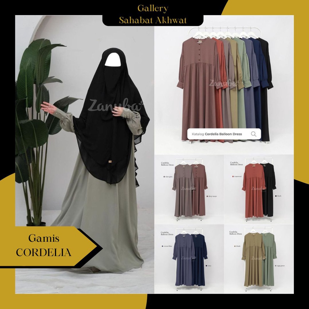 CORDELIA BALLOON GAMIS DRESS by ZANUBA klambieakwhat BISA COD | crinkle bahan kusut ironless halus lembut flowy adem ringan busui wudhu friendly