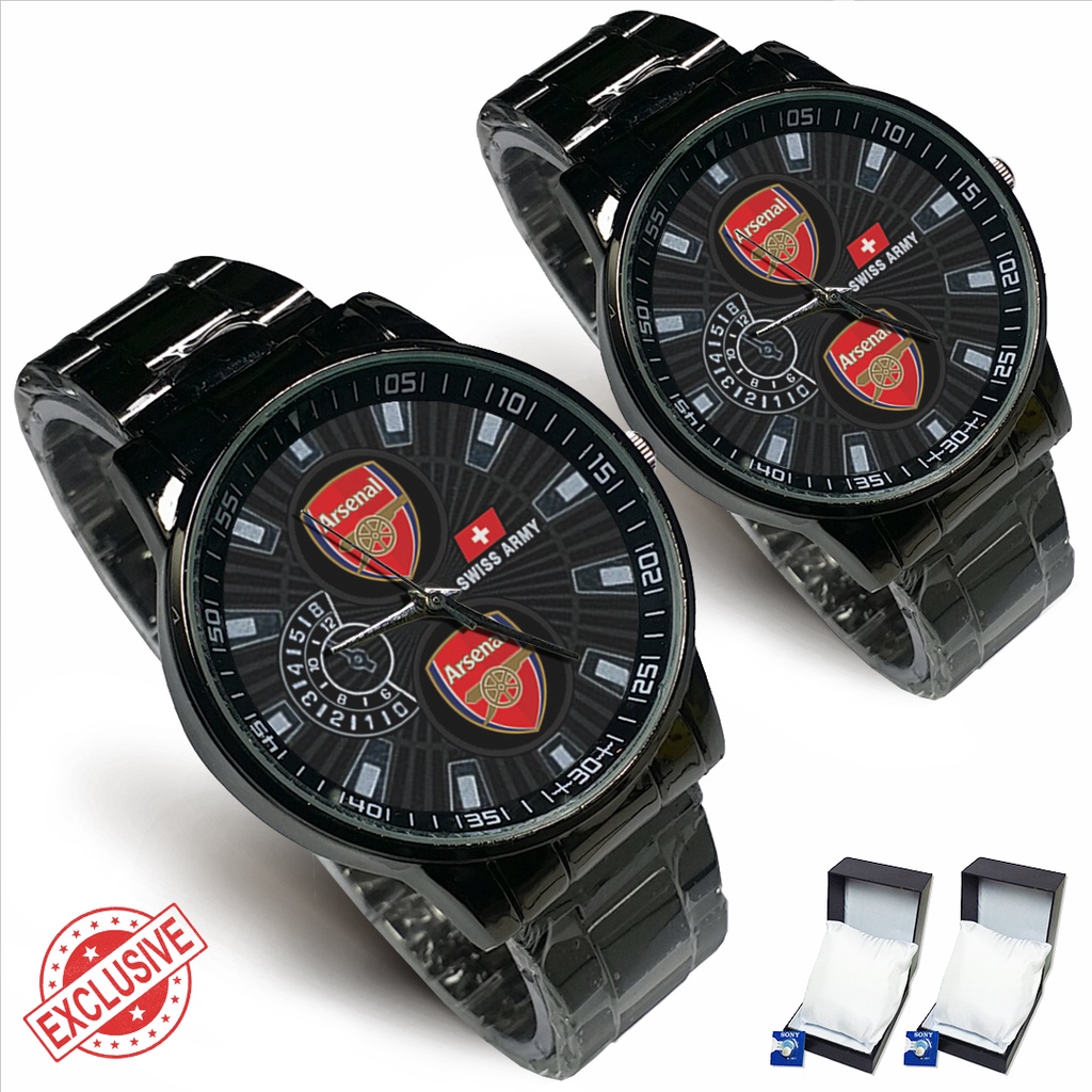 Jam Tangan Rantai Couple Logo ARSENAL (Cool)