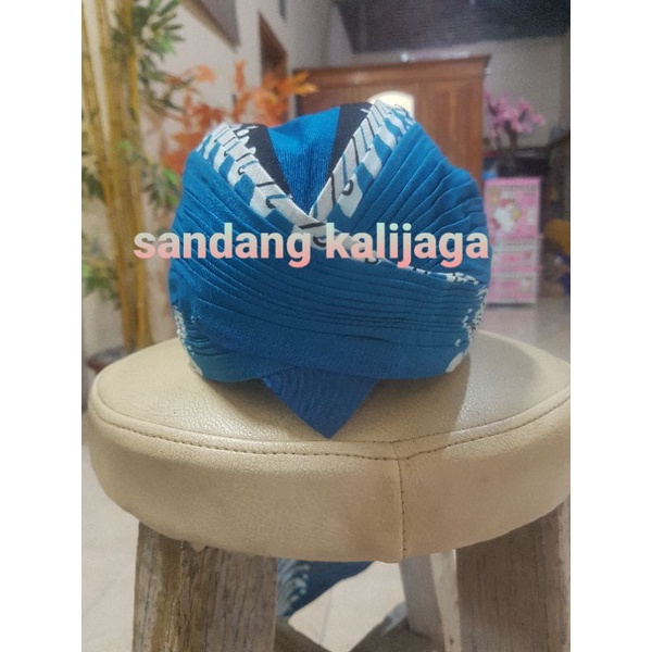 Blangkon Lipat Jogja Motif Jawa timuran Sliwir Biru
