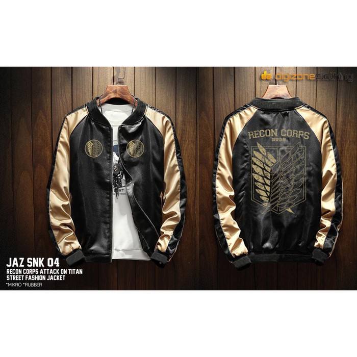 Jaket Pria Sukajan Yakuza Jepang Anime Attack on Titan SNK Waterproof Bordir - JAZ SNK 04