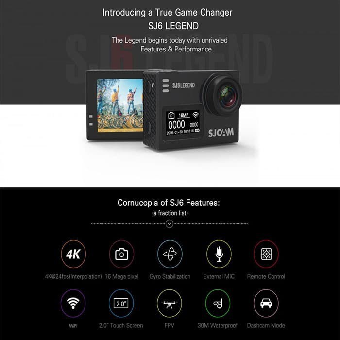 SJCAM SJ6 Legend 4K 16MP Action Kamera Master 32GB