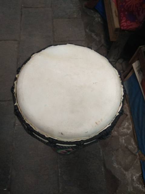 ALAT MUSIK TRADISIONAL JIMBE 50 x 22 cm BAHAN KULIT KAMBING DAN KAYU MAHONI PAJANGAN DEKORASI MURAH