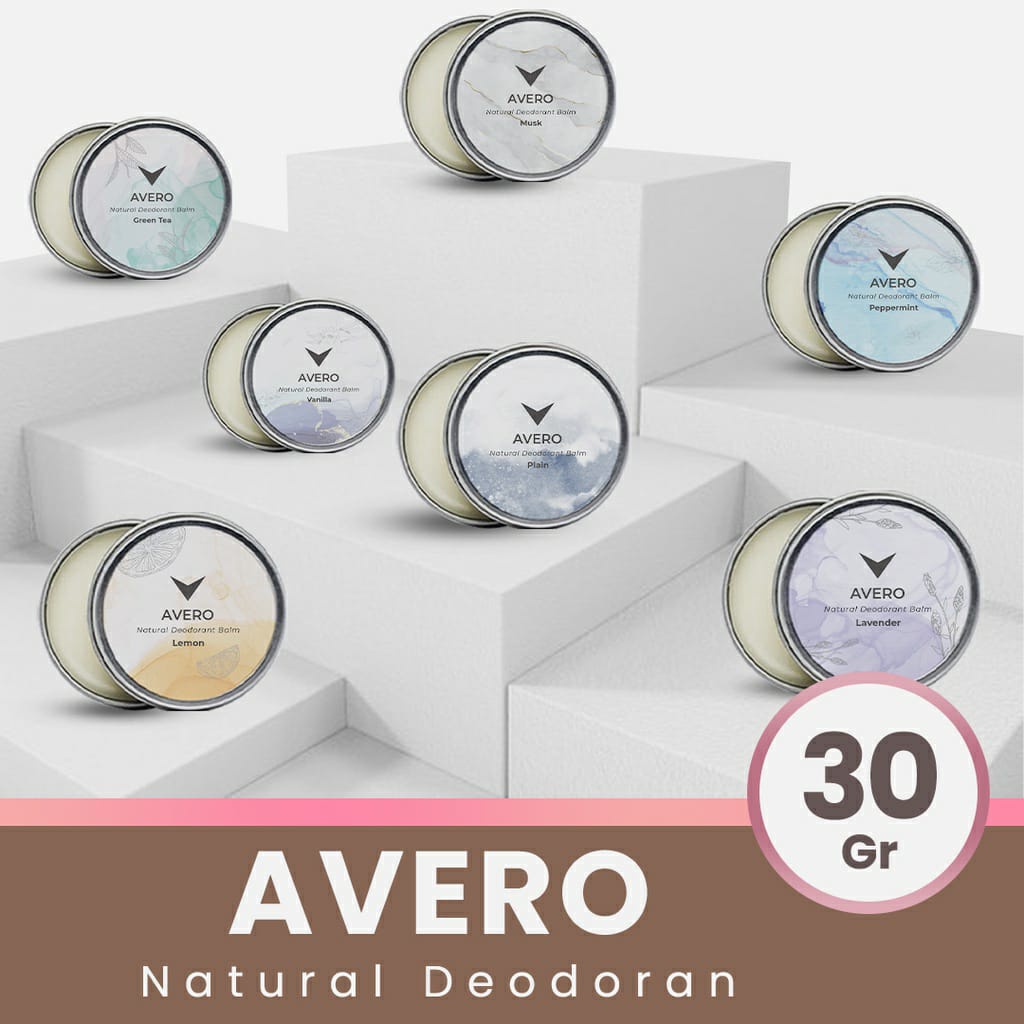 Avero Solid Natural Deodoran Alami Balm Ketiak BPOM Tanpa Alkohol, &amp; Alumunium - 30g