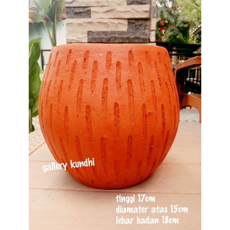 P014 POT motif hujan unik kasongan gerabah terracotta