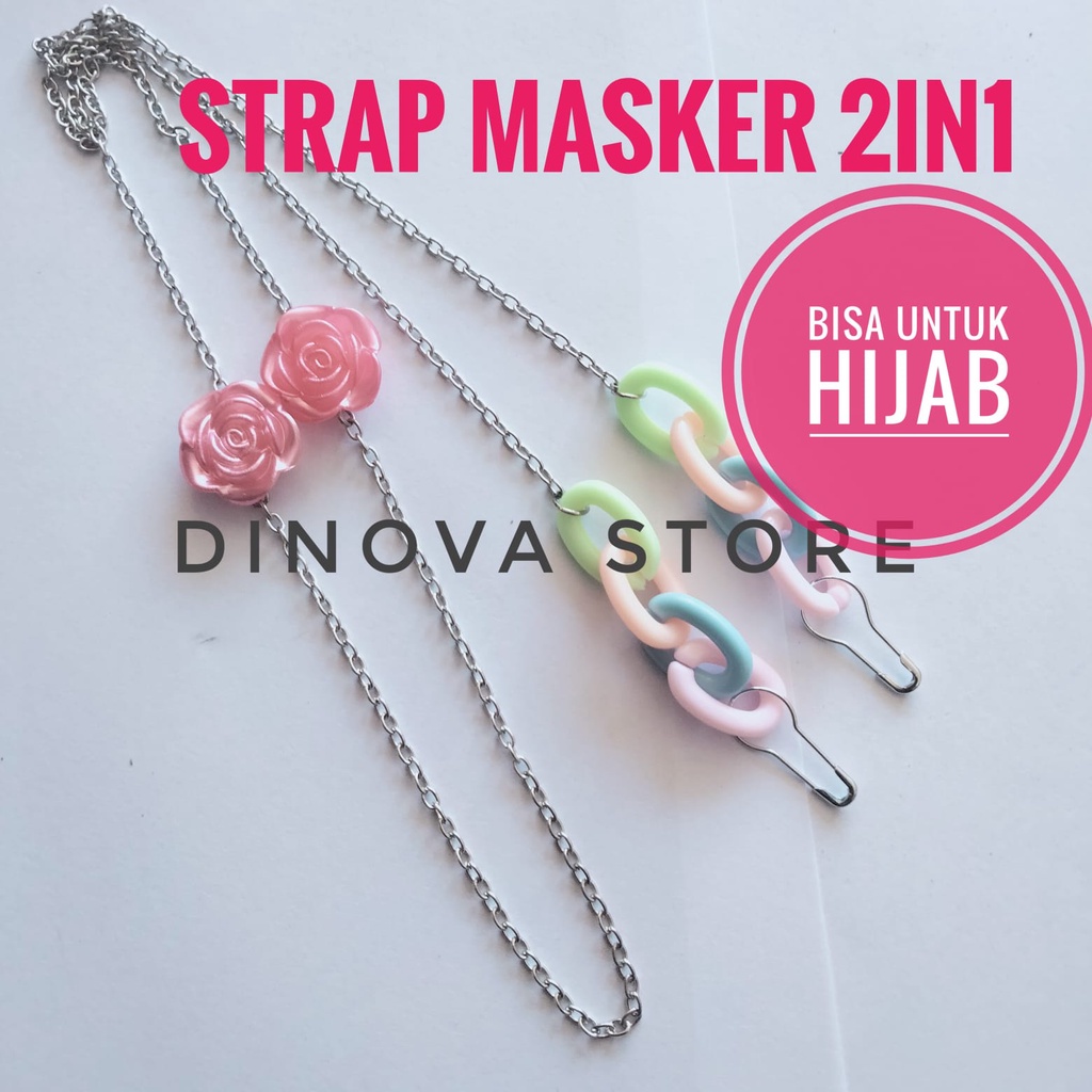 strap masker 2in1 fallin rantai pastel/konektor masker 2in1/strap masker hijab