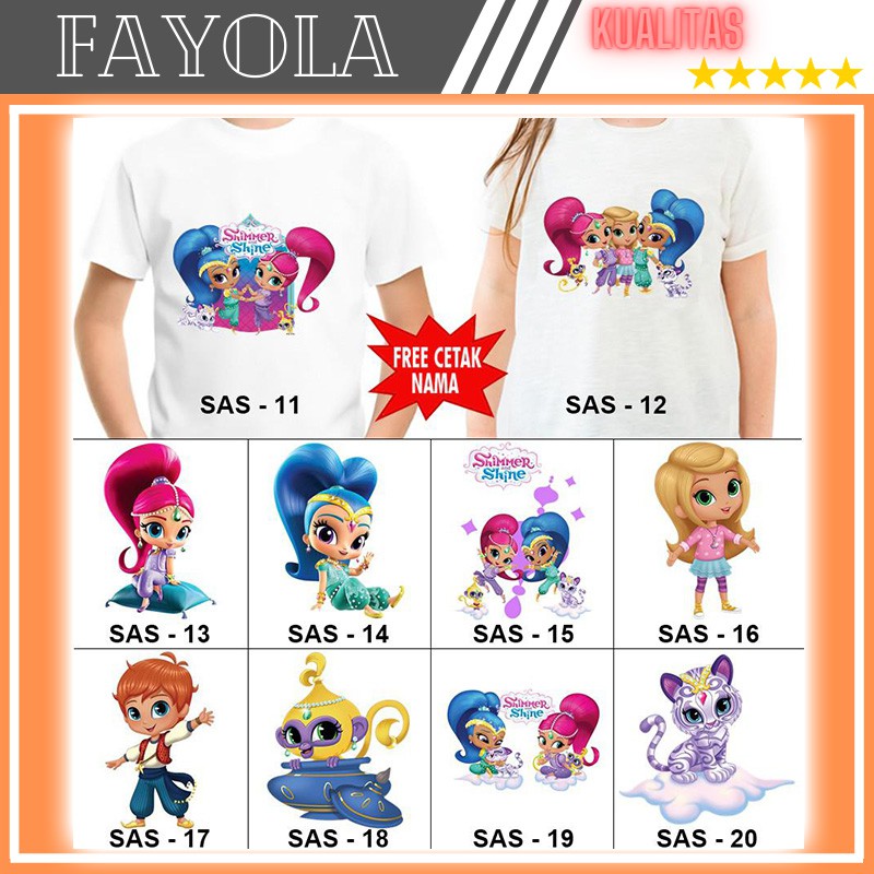 Kaos Shimmer Shine Anak Perempuan Baju Couple Ibu dan Anak Motif Shimmer dan Shine