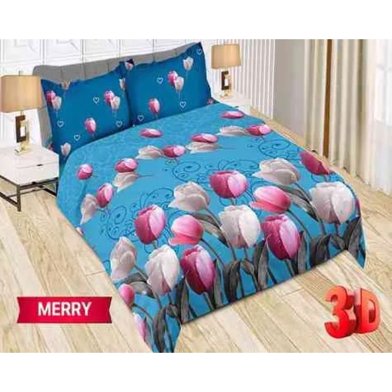 Sprei Merry Tulip biru langit Bonita 3D King 180x200