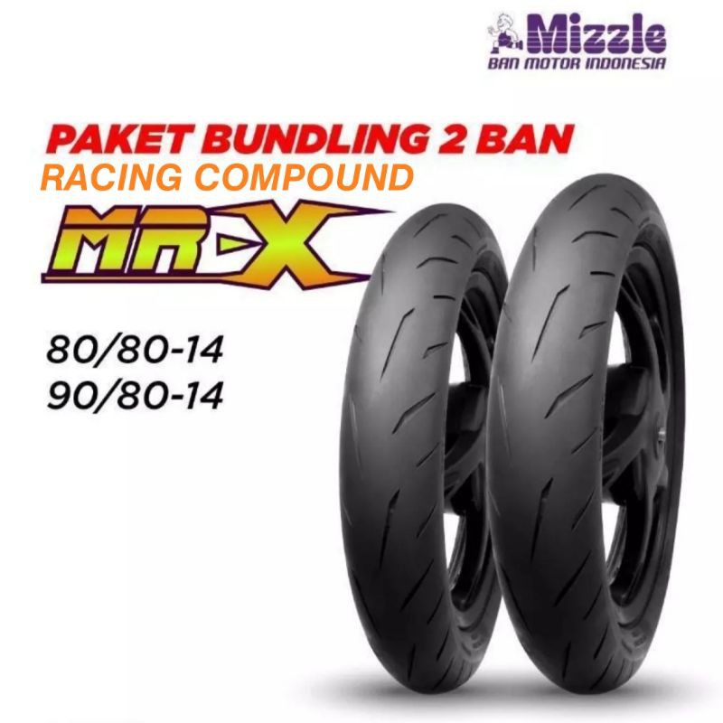 BAN MIZZLE MR-X FOR RACING SOFT COMPOUND 90/80-14 80/80-14 TUBELESS FOR MATIK (1Pasang)