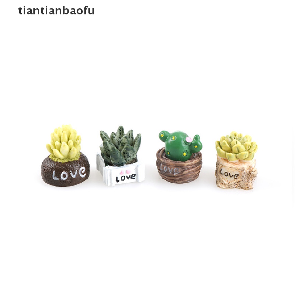 [tiantianbaofu] 4Pcs Plant DIY Resin Fairy Garden Craft Decoration Miniature Micro Gnome Terrarium Gift Boutique