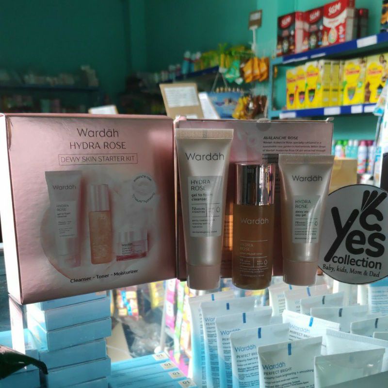 Wardah Hydra Rose PAKET Dewy Skin Starter KIT isi 3 Cleanser Toner Moisturizer