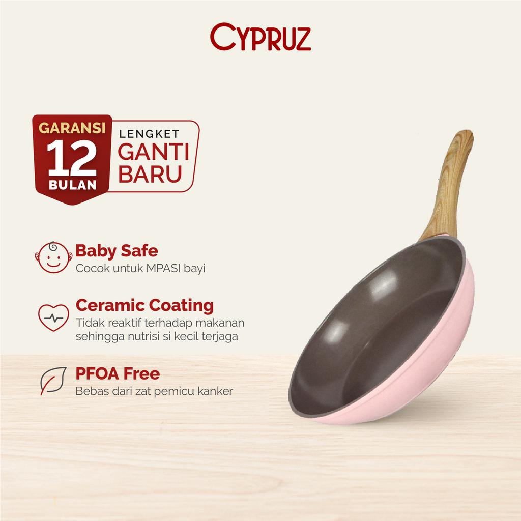 Cypruz Wajan Penggorengan Anti Lengket Fry Pan Pink Ceramic Series