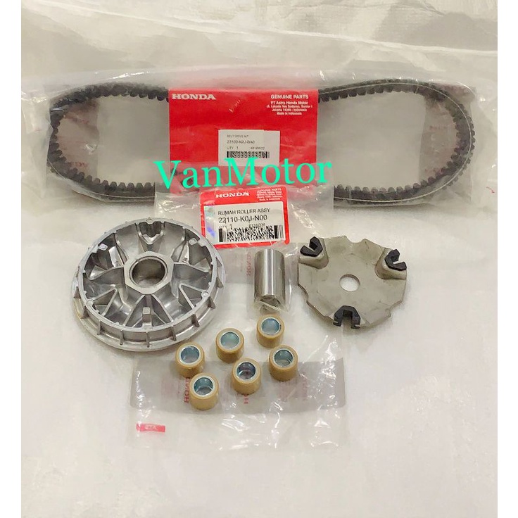 PAKET CVT GENIO BEAT NEW 2021 LED HONDA KOJ 1SET VANBELT RUMAH ROLLER SET SESUAI FOTO