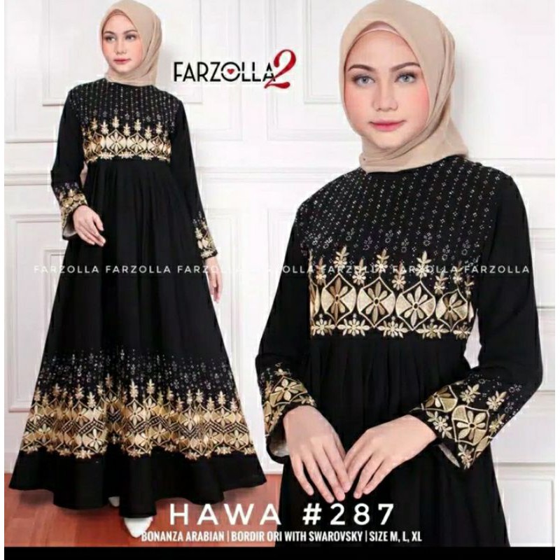 TOP (100% ASLI) HAWA #287 ORI BY FARZOLLA2 / GAMIS JUMBO HITAM / ABAYA ARAB BAHAN JERSEY MIX CERUTY
