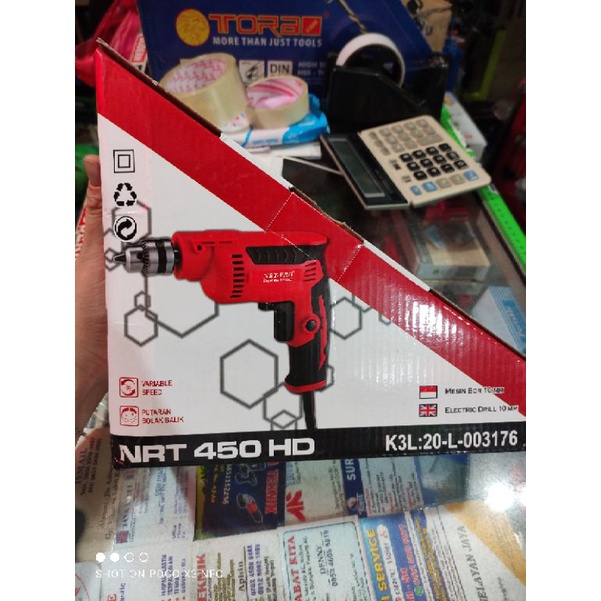 mesin bor tangan NRT 10mm( body kecil) NRT 450HD HEAVY DUTY / bor 10mm NRT