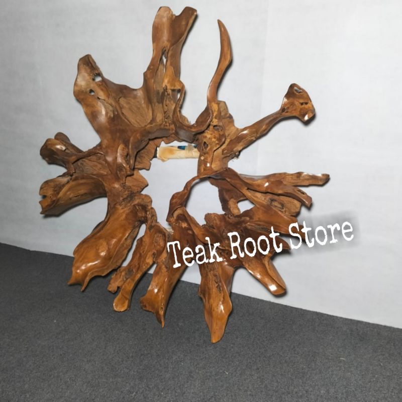 Hiasan Dinding Unik Akar Kayu Jati Ukiran Daun