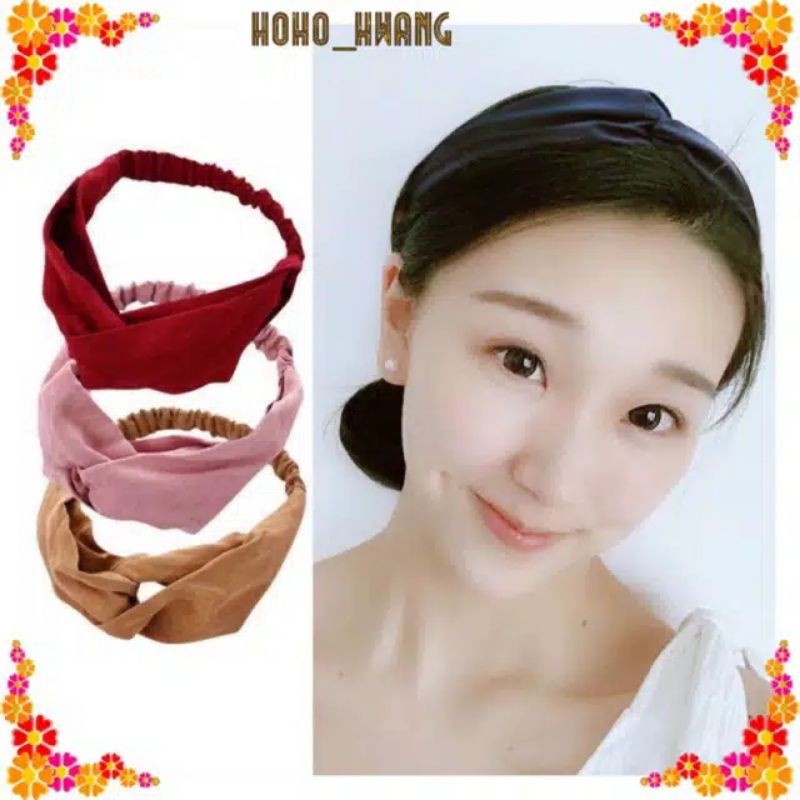 bandana kain Korea motif polos