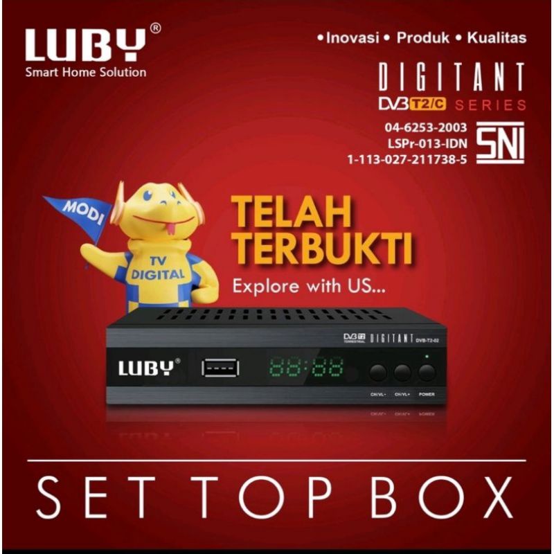 Set Top Box Tv Digital Luby DVB T2-01 / Receiver Siaran Digital/STB Tv Tabung SNI Bisa Youtube tiktok STB Murah
