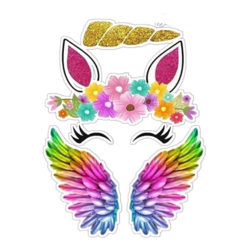 topper Unicorn Sayap Hiasan cake kue Tart Ulang Tahun