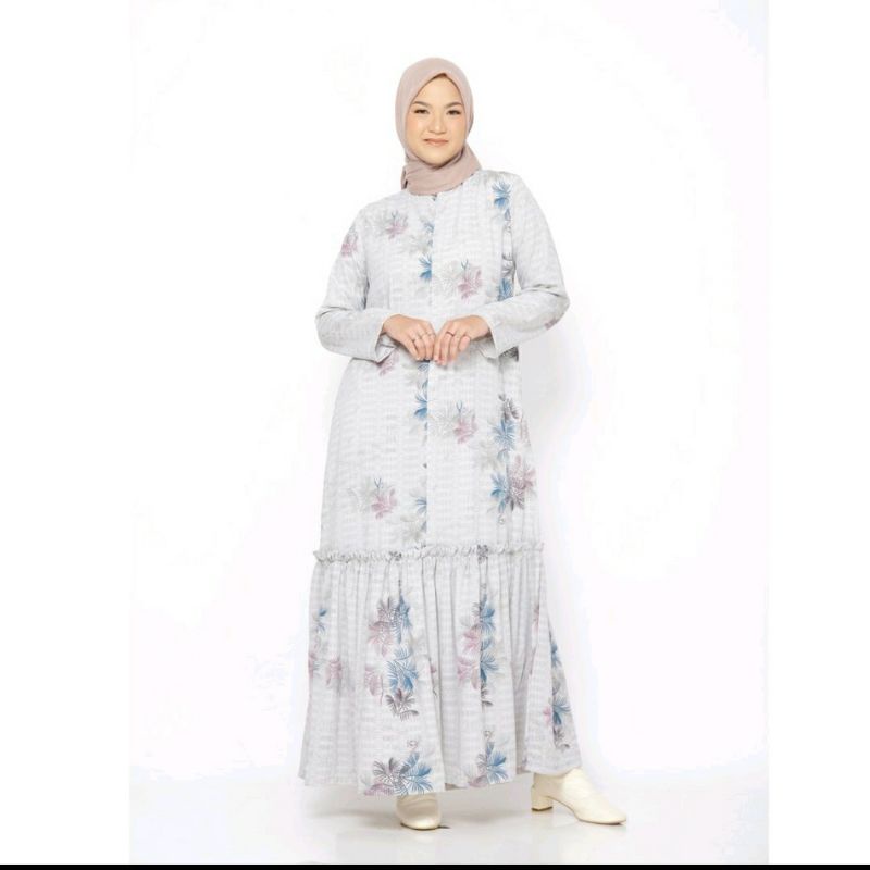 Preloved like NEW - ZM Zaskia Mecca - Elka Grey Dress gamis bukan ditsy Edisi Pulau Mentawai