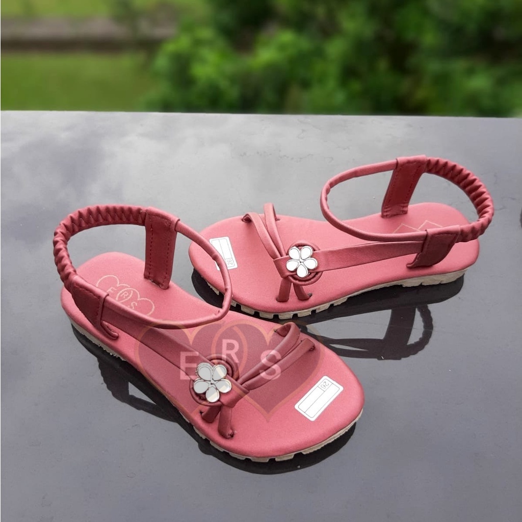 TOKOERS SDP11-2630 Sandal Tali Anak Perempuan umur 4 5 6 tahun - Sol Karet Anti Slip Motif Bunga