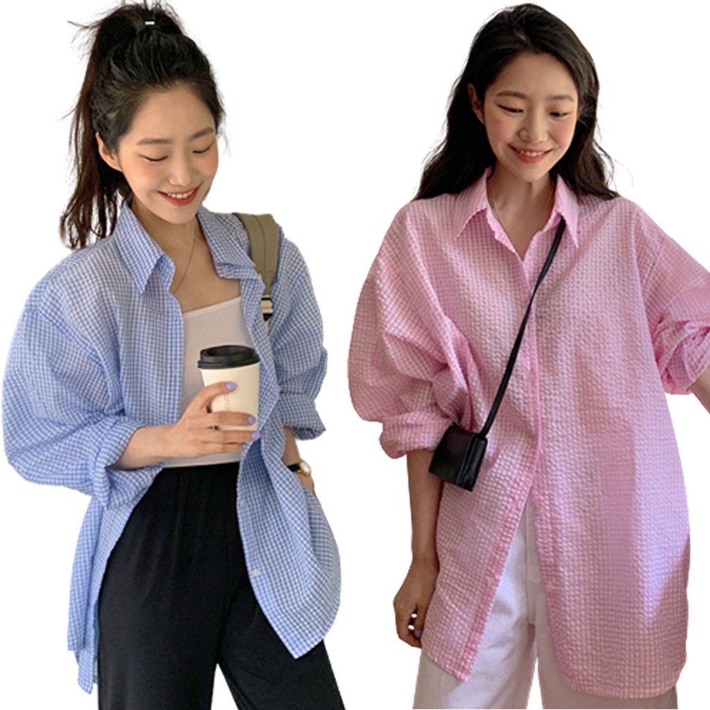 KEMEJA CRINKLE WANITA KOREA