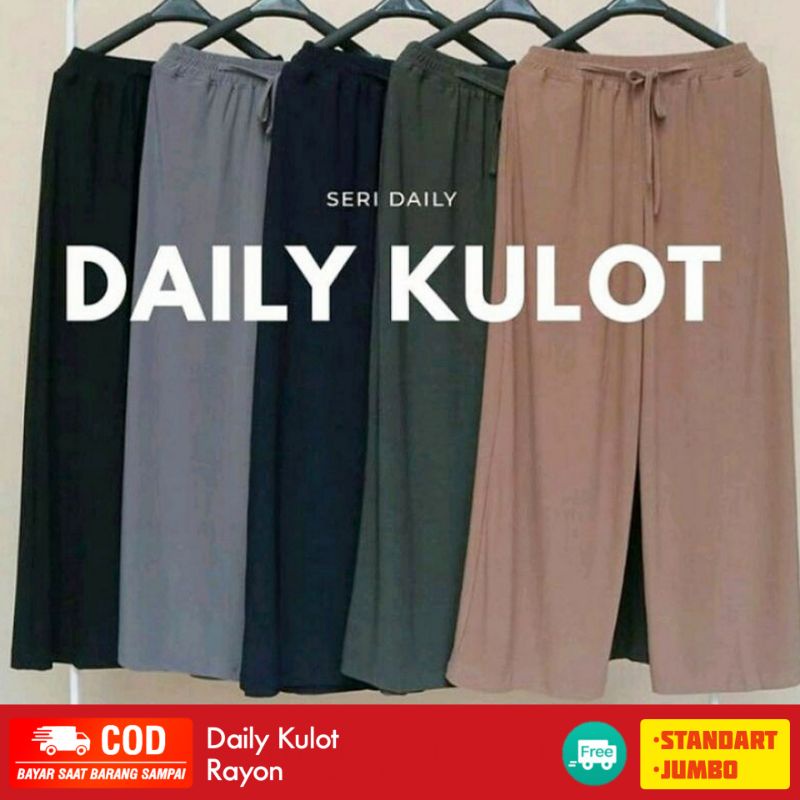 CELANA KULOT RAYON WANITA UKURAN STANDAR &amp; JUMBO FIRST HAND ~ BAHAN ADEM TIDAK LUNTUR