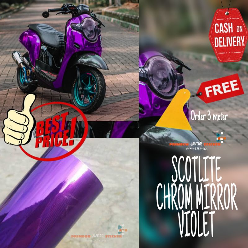 Jual Stiker Skotlet Motor Violet Chrom Mirror Scotlite Violet Mirror