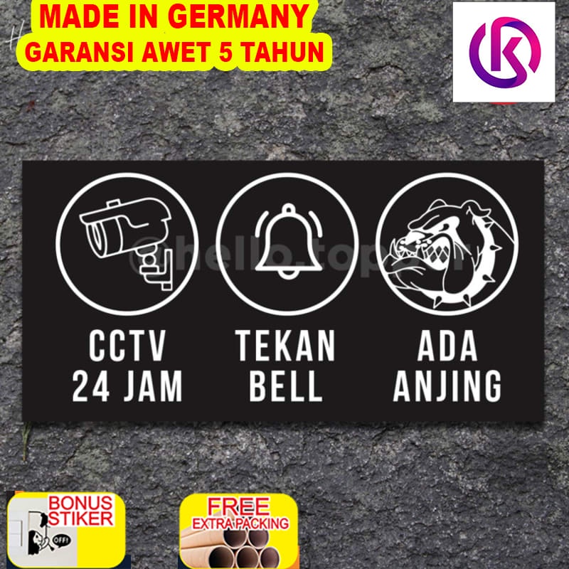 

Murah Sign Akrilik Tekan Bell CCTV 24 Jam Awas Anjing | Acrylic Signage