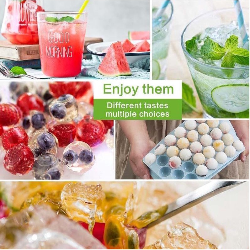 Cetakan Es Batu Bulat Kotak 33 Grid Mould Es Krim Jelly Pudding Ice Cube Tray Box DIY