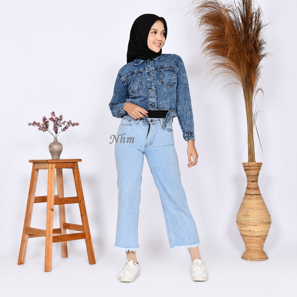 Jaket Jeans Wanita Crop - Jaket wanita jeans