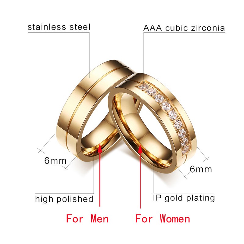 [Best Seller] Cincin Couple / Tunangan / Nikah / Pasangan / Titanium Gold unik dan elegant C034